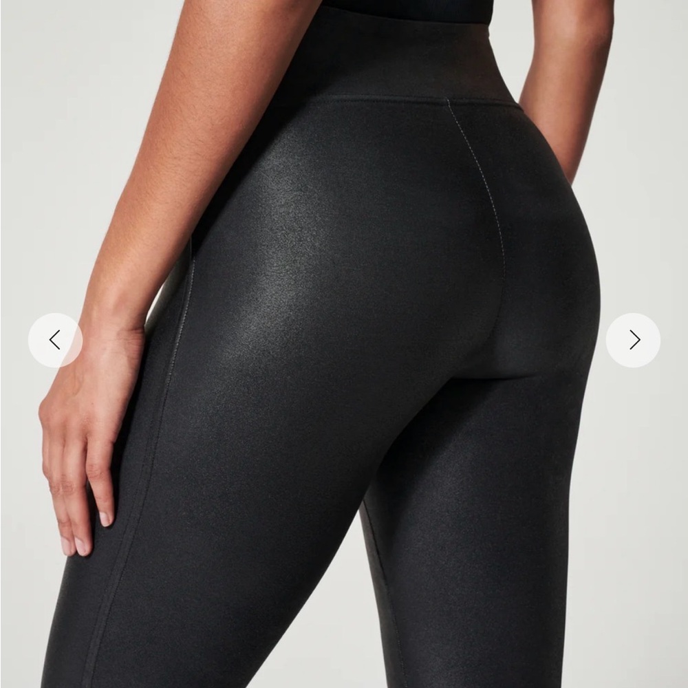 Women's Spanx Faux Leather Black Leggings, Size Large